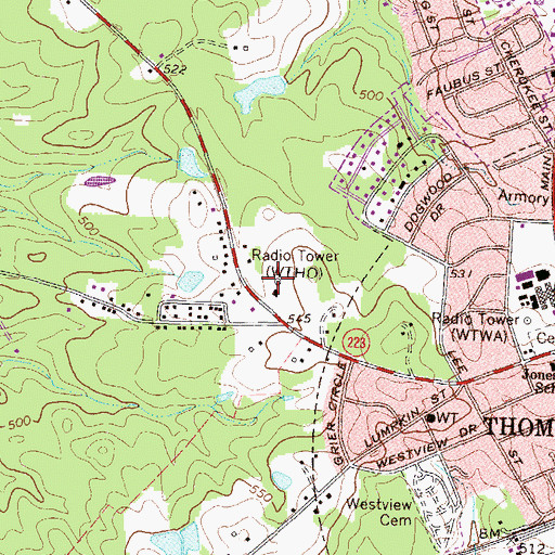 Topographic Map of WTWA-AM (Thomson), GA