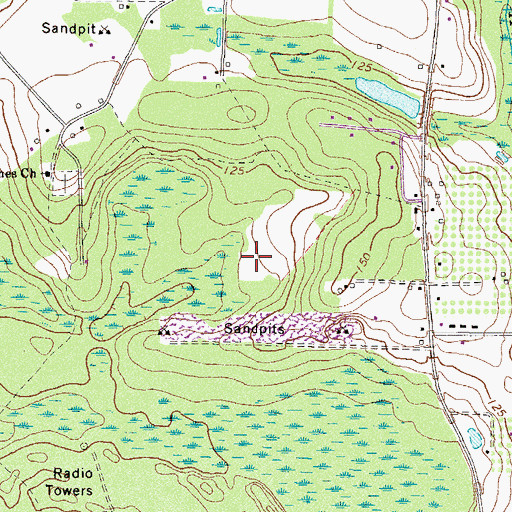 Topographic Map of WACL-AM (Waycross), GA
