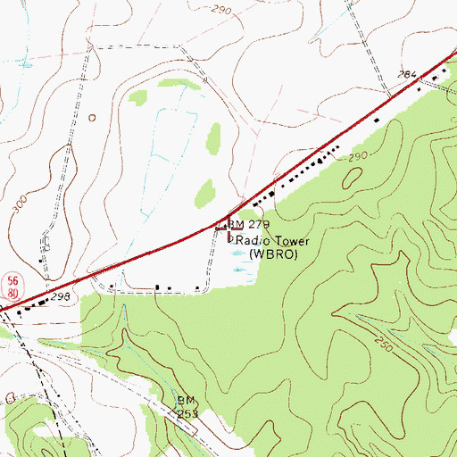 Topographic Map of WBRO-AM (Waynesboro), GA