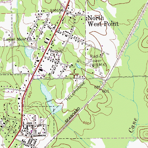 Topographic Map of WPLV-AM (West Point), GA