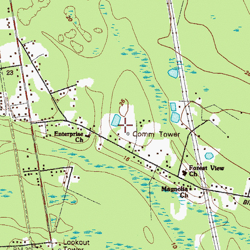 Topographic Map of WCGA-AM (Woodbine), GA