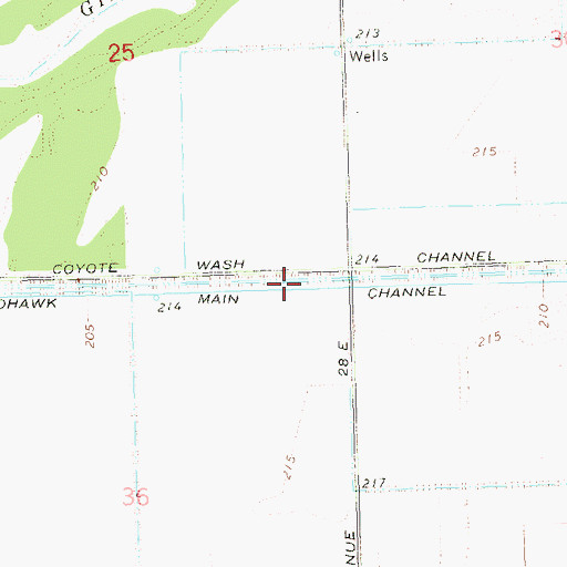 Topographic Map of Coyote Wash Channel, AZ