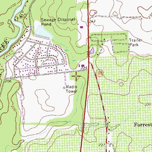 Topographic Map of WJIZ-FM (Albany), GA