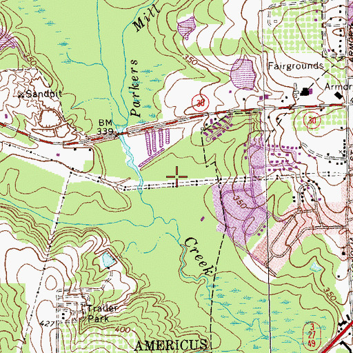 Topographic Map of WPUR-FM (Americus), GA