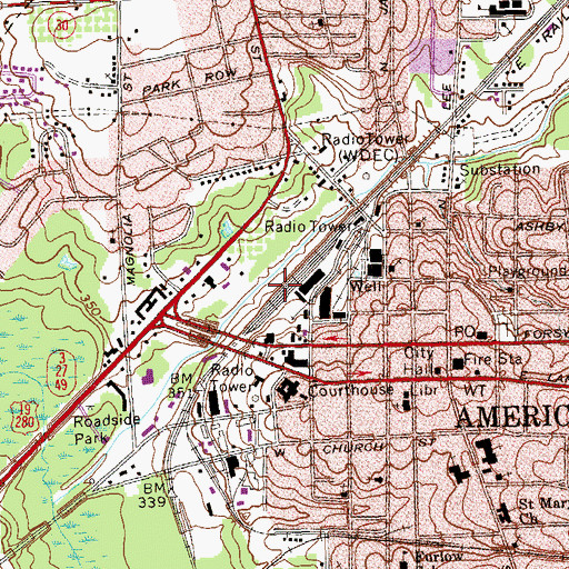 Topographic Map of WDEC-FM (Americus), GA