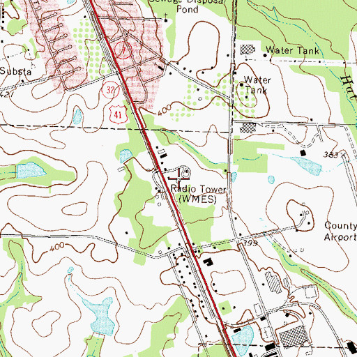 Topographic Map of WFFM-FM (Ashburn), GA