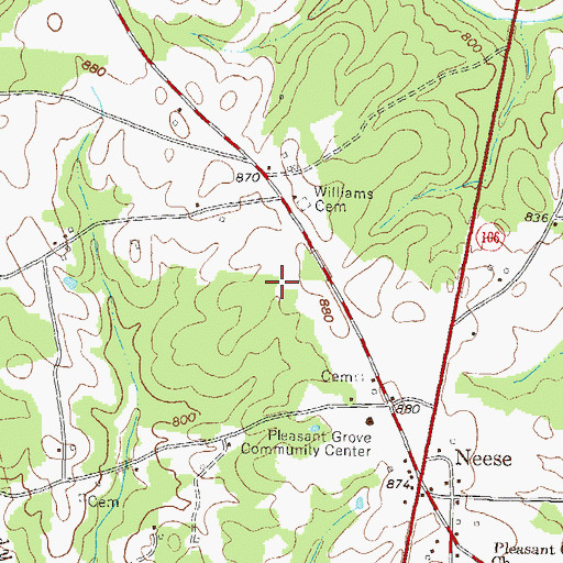 Topographic Map of WNGC-FM (Athens), GA