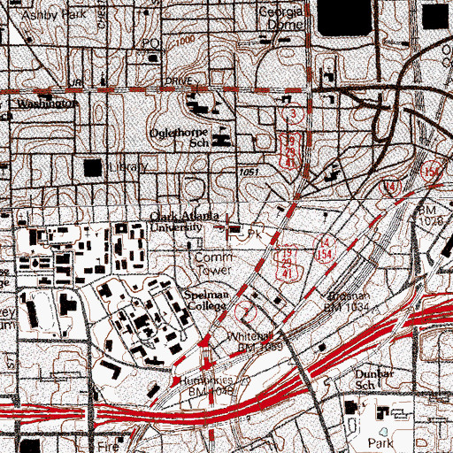 Topographic Map of WRFG-FM (Atlanta), GA