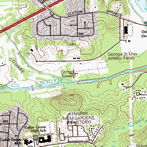 Topographic Map of WRAS-FM (Atlanta), GA