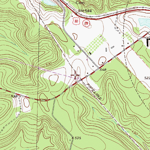 Topographic Map of WPWB-FM (Byron), GA