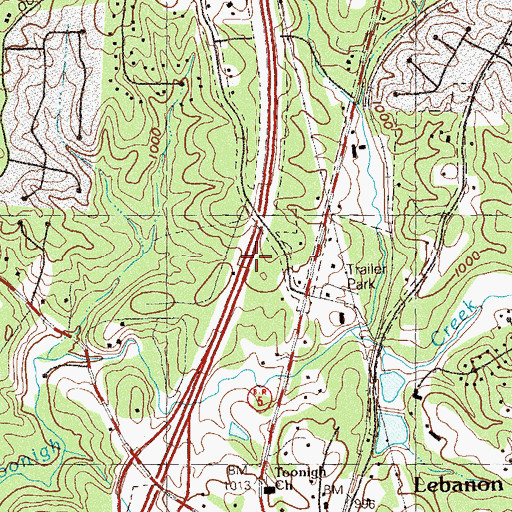 Topographic Map of WCHK-FM (Canton), GA