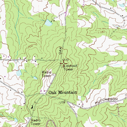 Topographic Map of WBTR-FM (Carrollton), GA