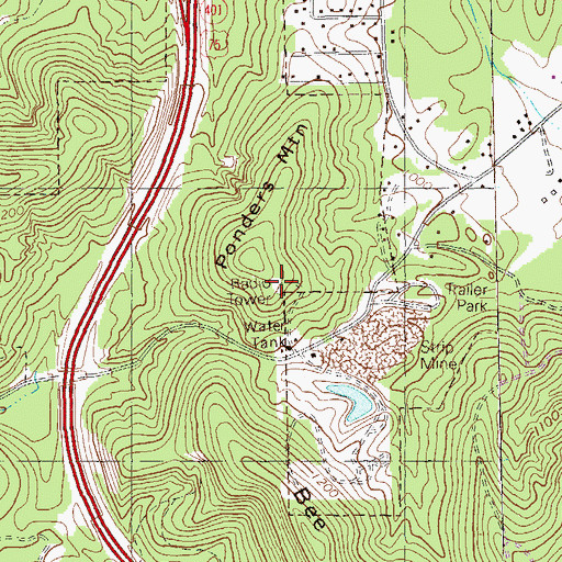 Topographic Map of WCCV-FM (Cartersville), GA