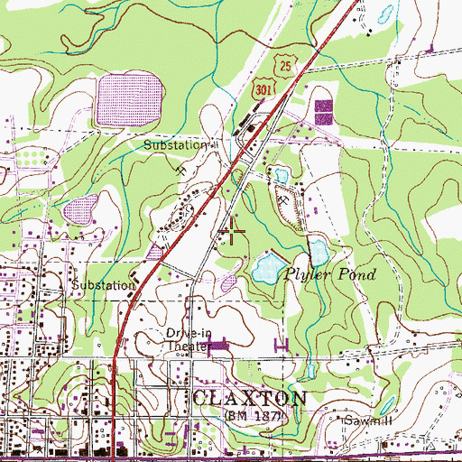 Topographic Map of WCLA-FM (Claxton), GA