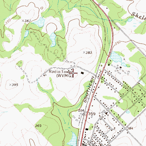 Topographic Map of WVMG-FM (Cochran), GA