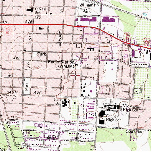 Topographic Map of WFAV-FM (Cordele), GA