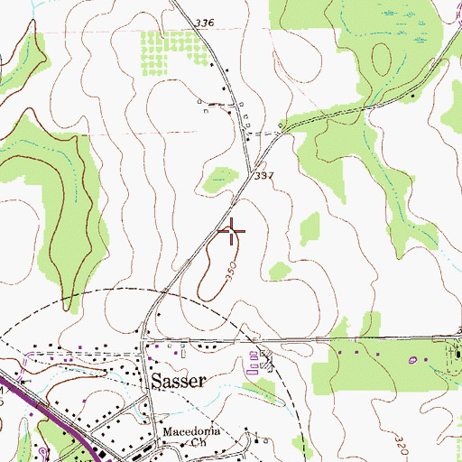 Topographic Map of WAZE-FM (Dawson), GA