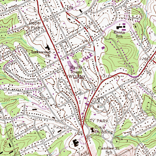 Topographic Map of WBCX-FM (Gainesville), GA