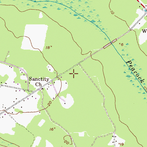 Topographic Map of WSKX-FM (Hinesville), GA