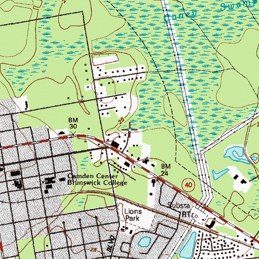 Topographic Map of WKBX-FM (Kingsland), GA