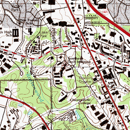 Topographic Map of WGHR-FM (Marietta), GA