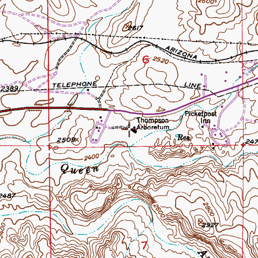 Topographic Map of Thompson Arboretum, AZ