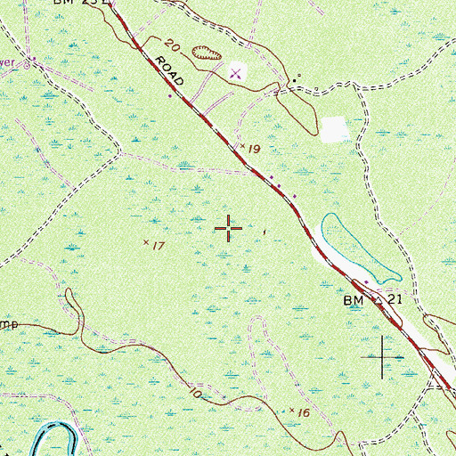 Topographic Map of WEAS-FM (Savannah), GA