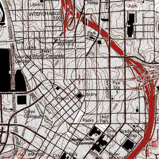 Topographic Map of WSTR-FM (Smyrna), GA