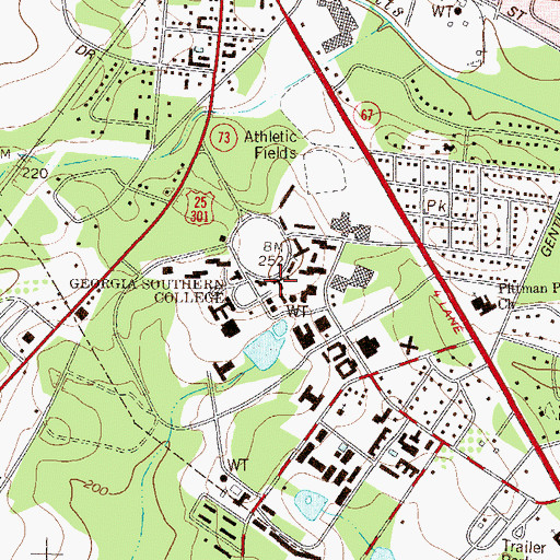 Topographic Map of WVGS-FM (Statesboro), GA