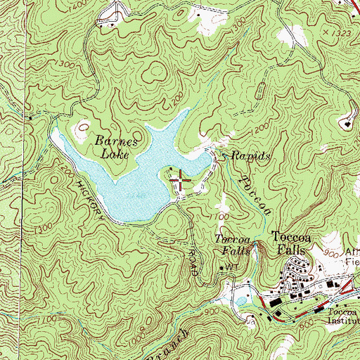 Topographic Map of WRAF-FM (Toccoa Falls), GA