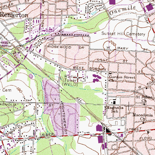 Topographic Map of WQPW-FM (Valdosta), GA