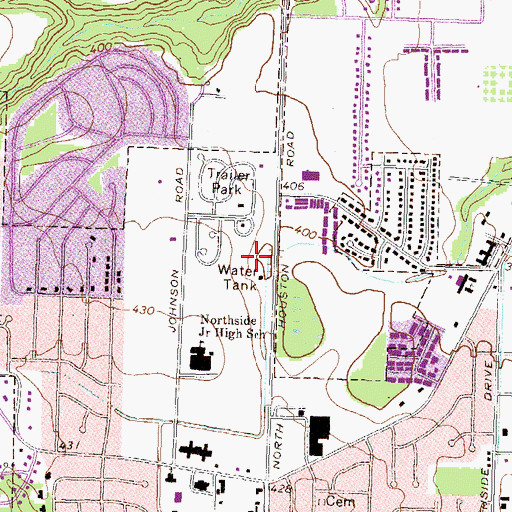 Topographic Map of WPPR-FM (Warner Robins), GA