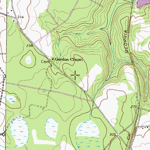 Topographic Map of WYFA-FM (Waynesboro), GA