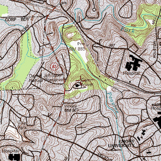 Topographic Map of WAGA-TV (Atlanta), GA