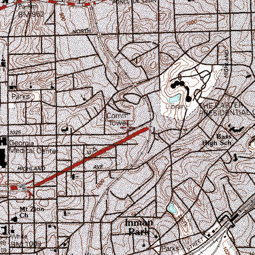 Topographic Map of WSB-TV (Atlanta), GA
