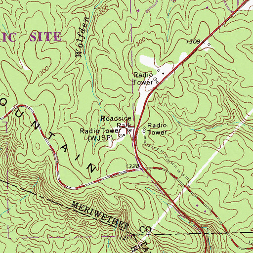 Topographic Map of WJSP-TV (Columbus), GA
