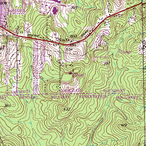 Topographic Map of WLTZ-TV (Columbus), GA