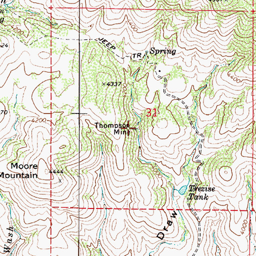Topographic Map of Thompson Mine, AZ