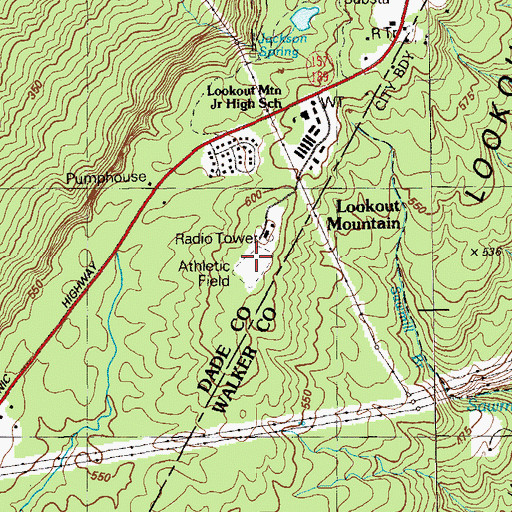 Topographic Map of WELF-TV (Dalton), GA