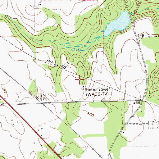 Topographic Map of WACS-TV (Dawson), GA