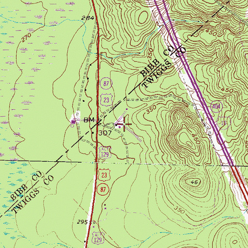Topographic Map of WMAZ-TV (Macon), GA
