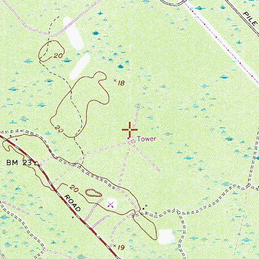 Topographic Map of WJCL-TV (Savannah), GA