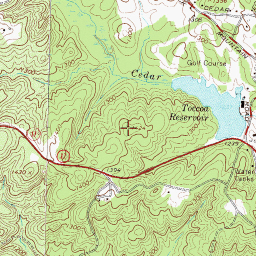 Topographic Map of WNEG-TV (Toccoa), GA