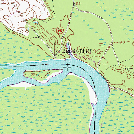 Topographic Map of Beards Bluff Ferry (historical), GA