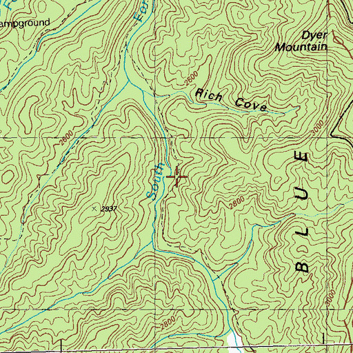 Topographic Map of South Fork Trail, GA