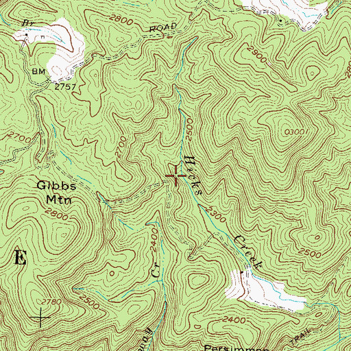 Topographic Map of Hicks Mine, GA