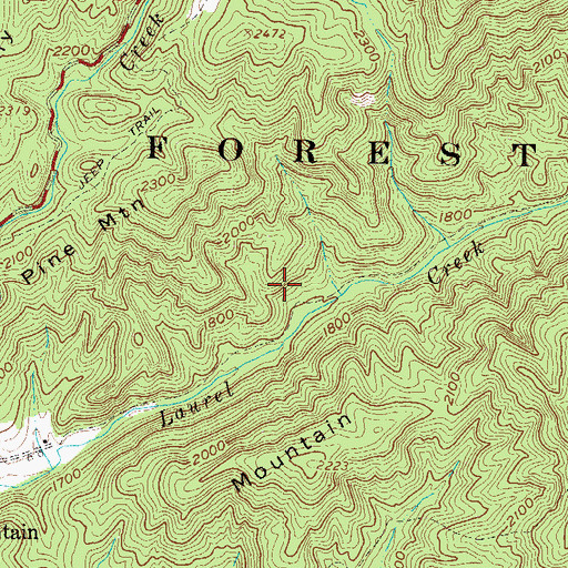 Topographic Map of Laurel Creek Mine, GA