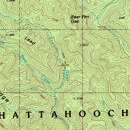 Topographic Map of Bear Creek Trail, GA