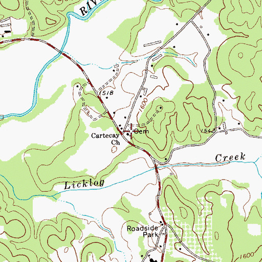 Topographic Map of Cartecay United Methodist Church Cemetery, GA
