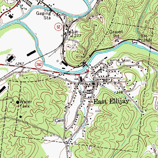 Topographic Map of East Ellijay Elementary School, GA